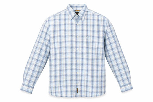 Timberland Men Blue Plaid Check Button-Down Long Sleeve Shirt L