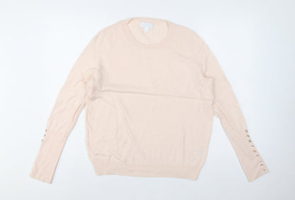 The White Company Women Pink UK 12 Crew Neck Wool Jumper