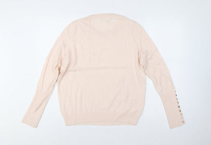 The White Company Women Pink UK 12 Crew Neck Wool Jumper