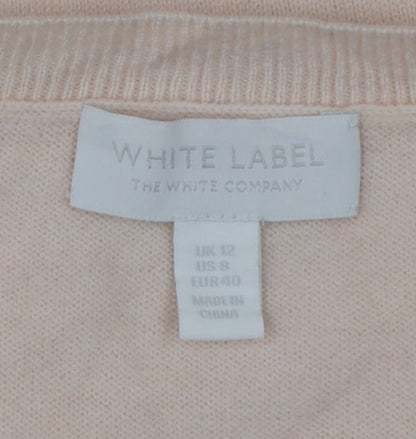 The White Company Women Pink UK 12 Crew Neck Wool Jumper