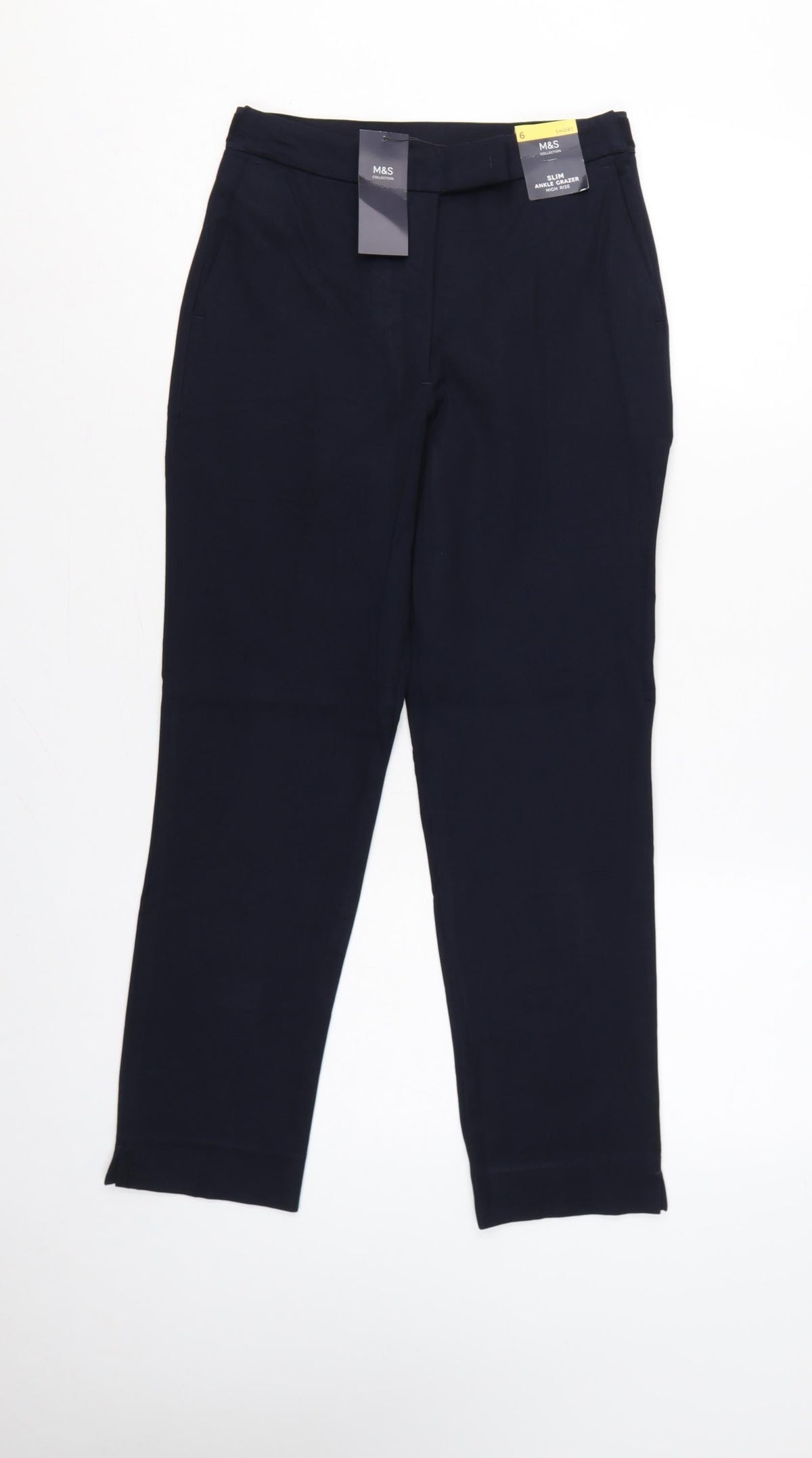 Marks & Spencer Women Blue UK 6 Slim High Rise Ankle Grazer Trousers