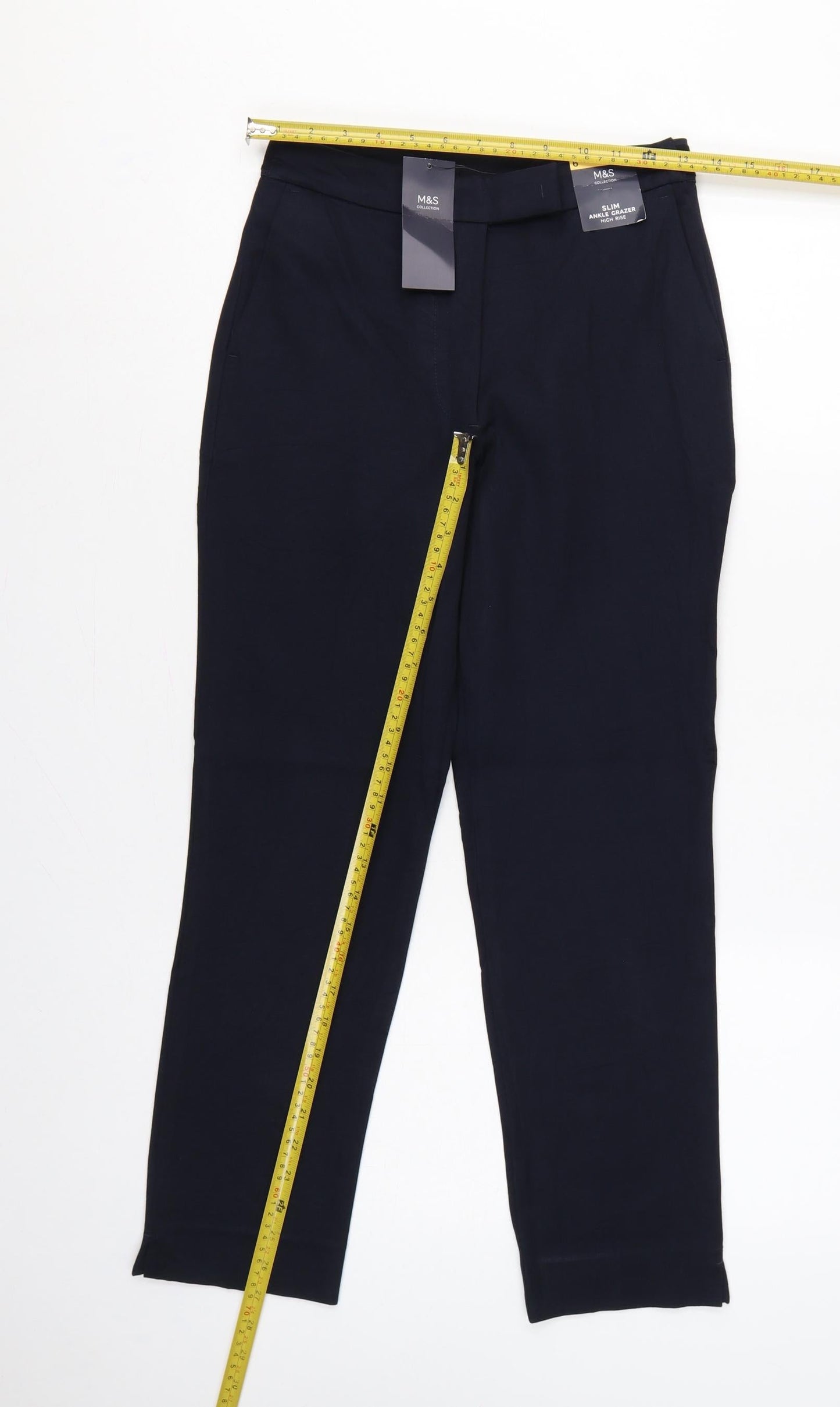 Marks & Spencer Women Blue UK 6 Slim High Rise Ankle Grazer Trousers