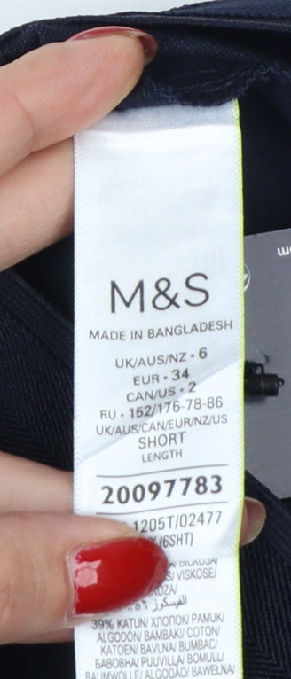 Marks & Spencer Women Blue UK 6 Slim High Rise Ankle Grazer Trousers