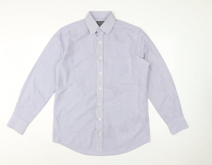 Marks & Spencer Men Purple Stripe Regular Fit 15.5 Non-Iron Shirt