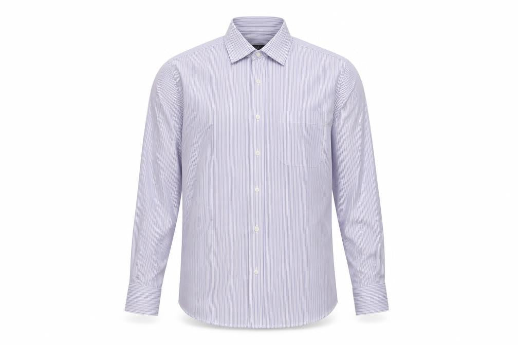 Marks & Spencer Men Purple Stripe Regular Fit 15.5 Non-Iron Shirt