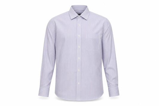 Marks & Spencer Men Purple Stripe Regular Fit 15.5 Non-Iron Shirt