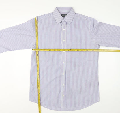 Marks & Spencer Men Purple Stripe Regular Fit 15.5 Non-Iron Shirt