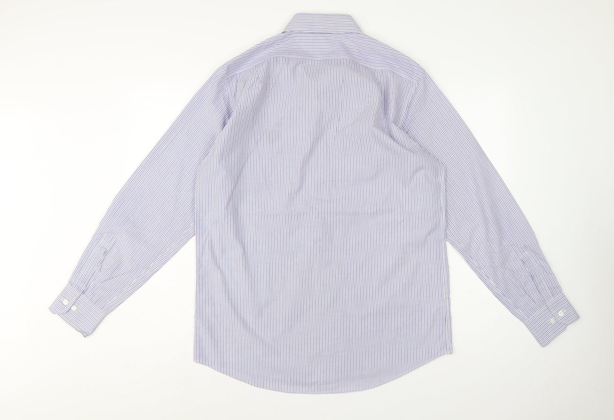 Marks & Spencer Men Purple Stripe Regular Fit 15.5 Non-Iron Shirt