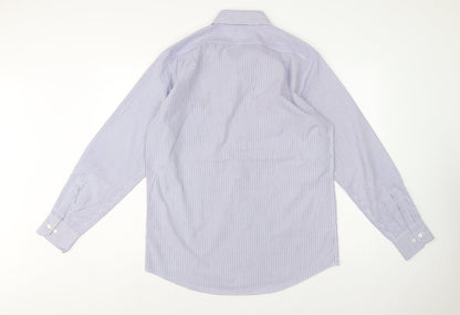 Marks & Spencer Men Purple Stripe Regular Fit 15.5 Non-Iron Shirt