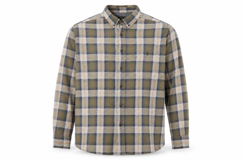 Cotton Traders Men Green Check Button-Down Long Sleeve Shirt XL