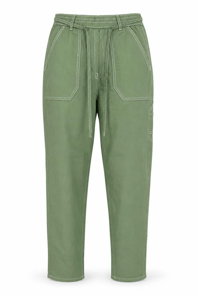 Marks and Spencer Women Green UK 10 Cargo Tapered Belted Trousers