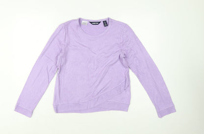 Additional front view of Lands' End girls’ purple 12-13 years long sleeve pullover jersey top