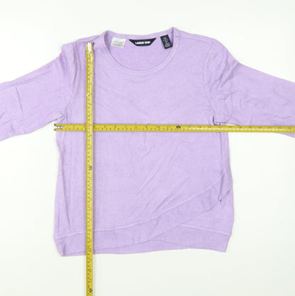 Back view of Lands' End girls’ purple 12-13 years long sleeve pullover jersey top