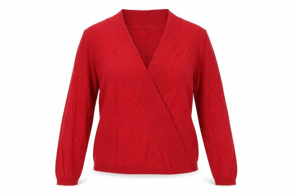 Jigsaw Women Red Size S Silk Cotton Wrap Cardigan Long Sleeve Knit