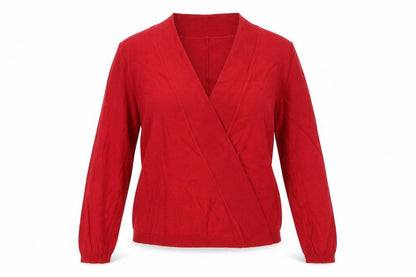 Jigsaw Women Red Size S Silk Cotton Wrap Cardigan Long Sleeve Knit