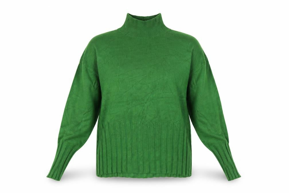 Marks and Spencer Women Green UK 14 High Neck Rib Knit Jumper