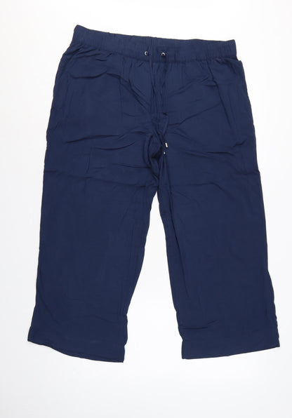 Additional front view of bpc selection Women Blue UK 20 Cropped Wide Leg Drawstring Trousers