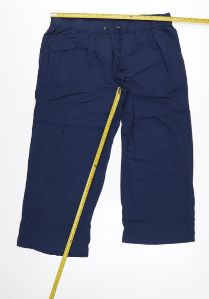 Back view of bpc selection Women Blue UK 20 Cropped Wide Leg Drawstring Trousers