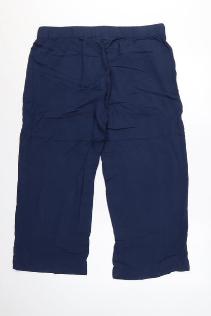 Close-up detail of bpc selection Women Blue UK 20 Cropped Wide Leg Drawstring Trousers