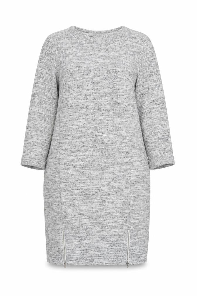 Marks & Spencer Women Grey Size 18 Long Knit Jumper Dress Raglan Zip Hem