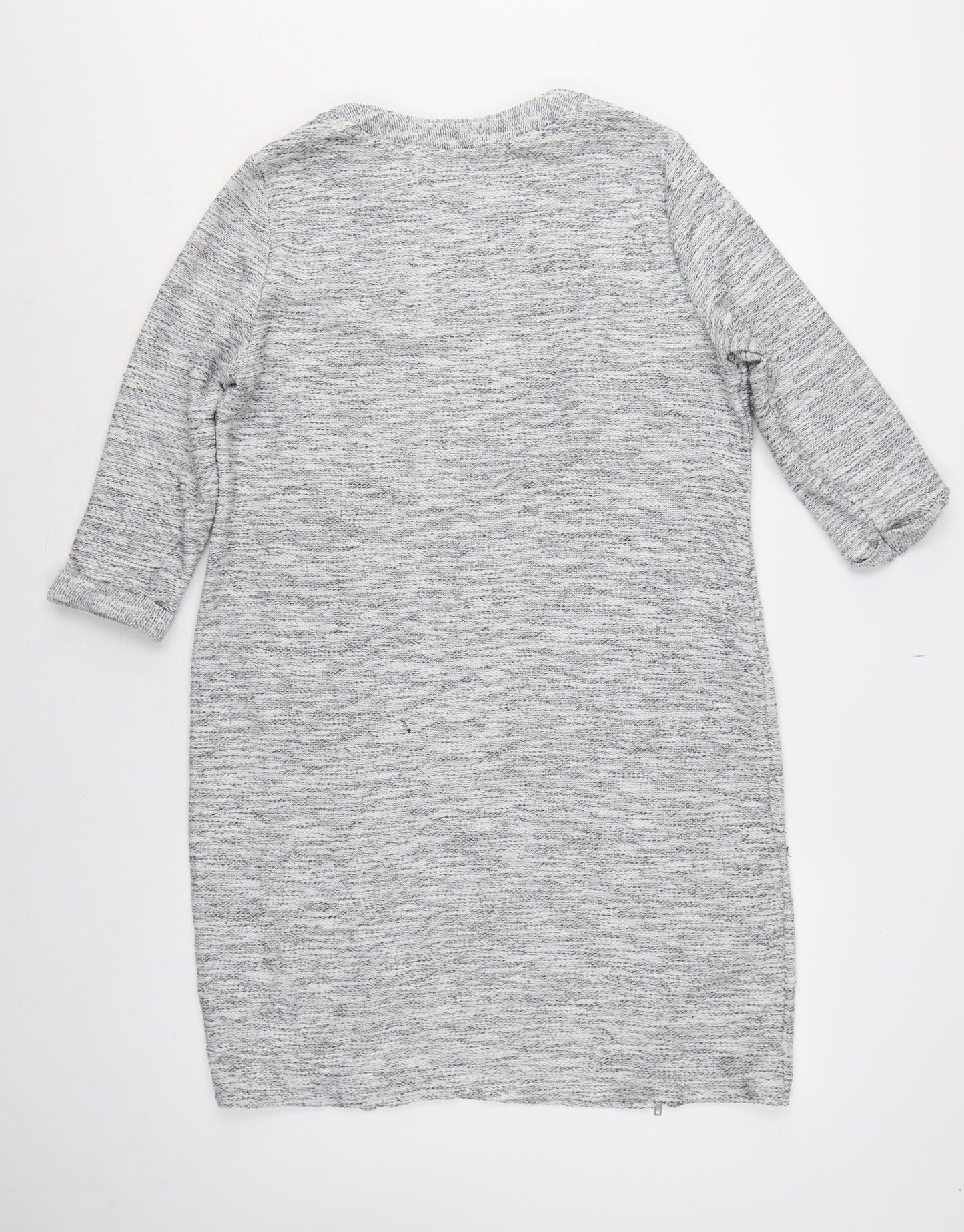 Marks & Spencer Women Grey Size 18 Long Knit Jumper Dress Raglan Zip Hem