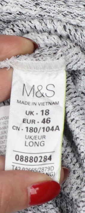 Marks & Spencer Women Grey Size 18 Long Knit Jumper Dress Raglan Zip Hem