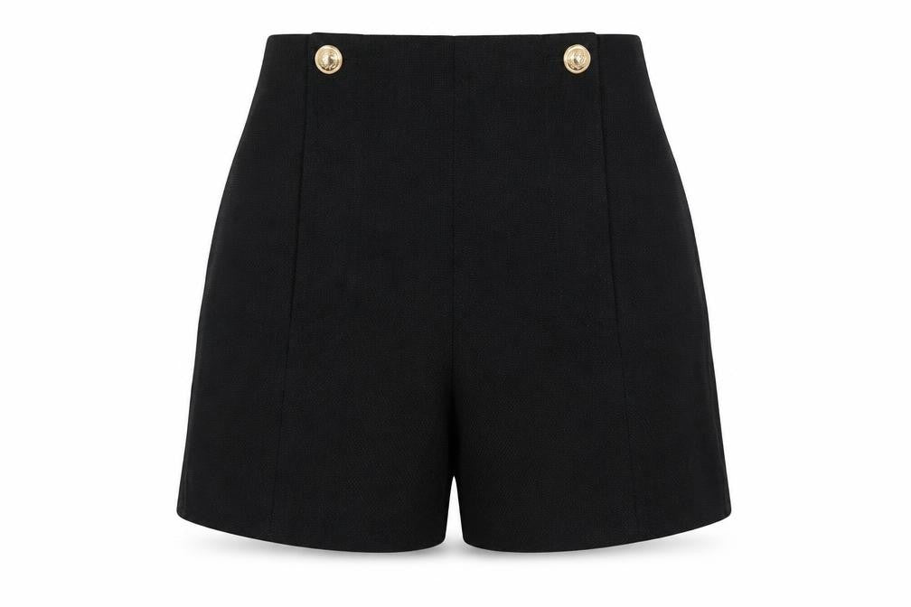 H&M Women Black UK 8 High Rise Sailor Shorts Gold Button