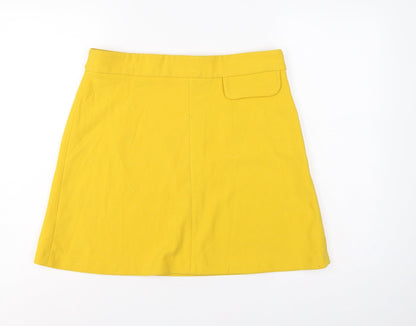 Additional front view of ASOS Women Yellow UK 16 A-Line High Rise Mini Skirt Lined