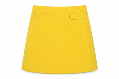 Front view of ASOS Women Yellow UK 16 A-Line High Rise Mini Skirt Lined