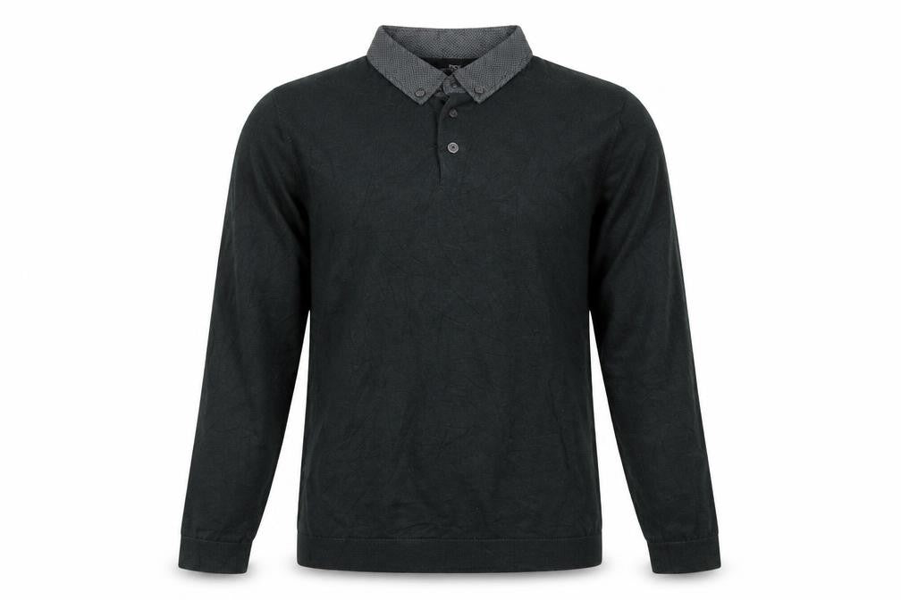 Next Men’s Green XS Henley Collared Cotton Knit Jumper Long Sleeve