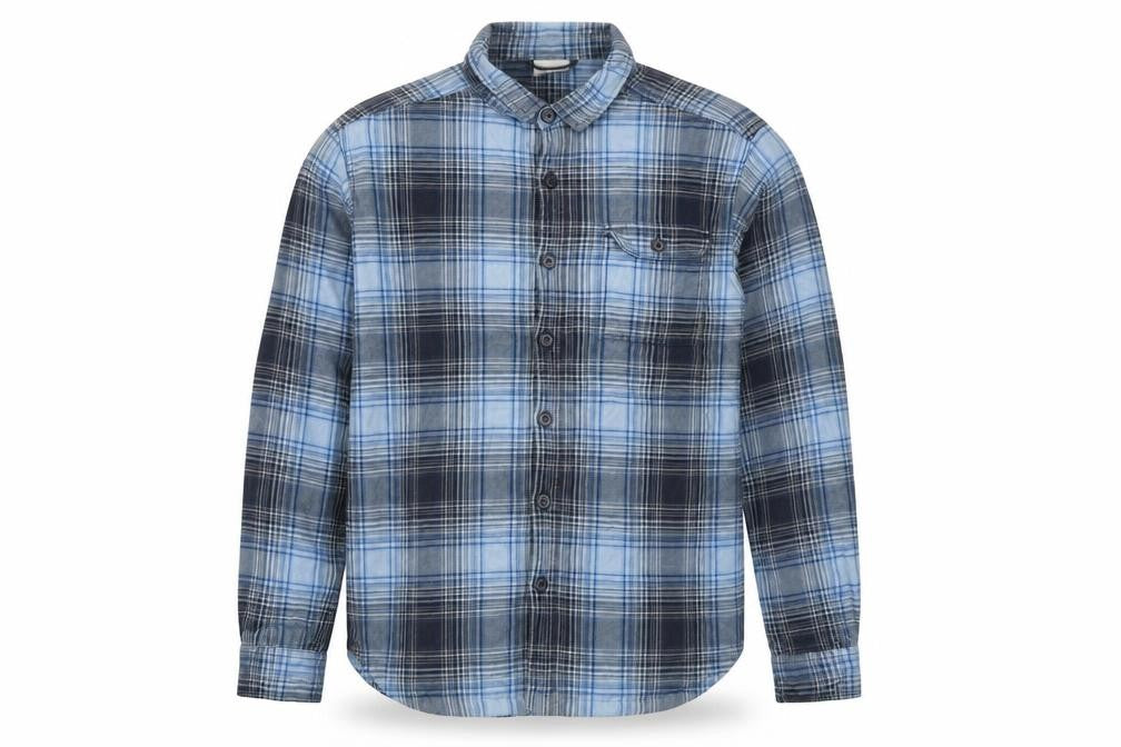 Columbia Men's Blue Plaid Cotton Long Sleeve Button-Up Shirt L