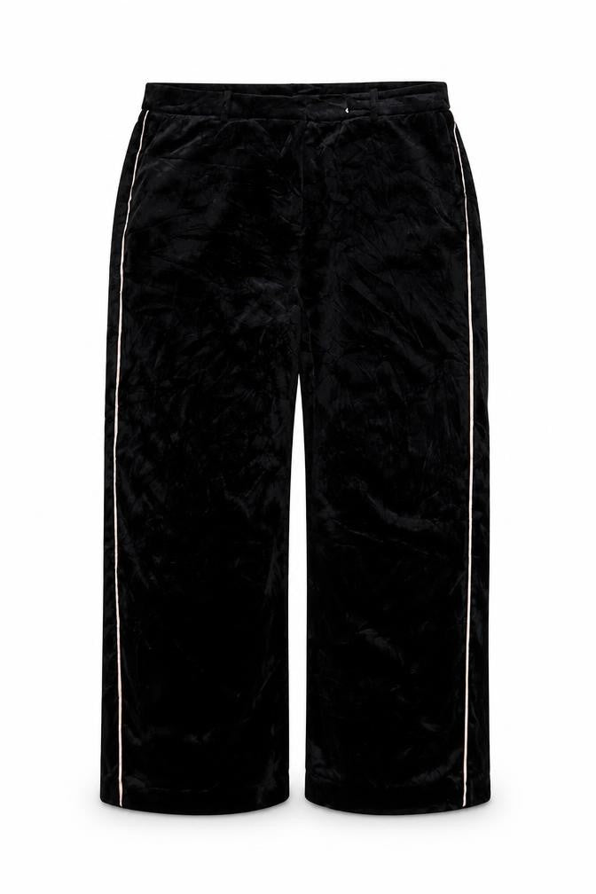 Marks & Spencer Women’s Black Velvet Wide-Leg Dress Trousers UK 20 Regular