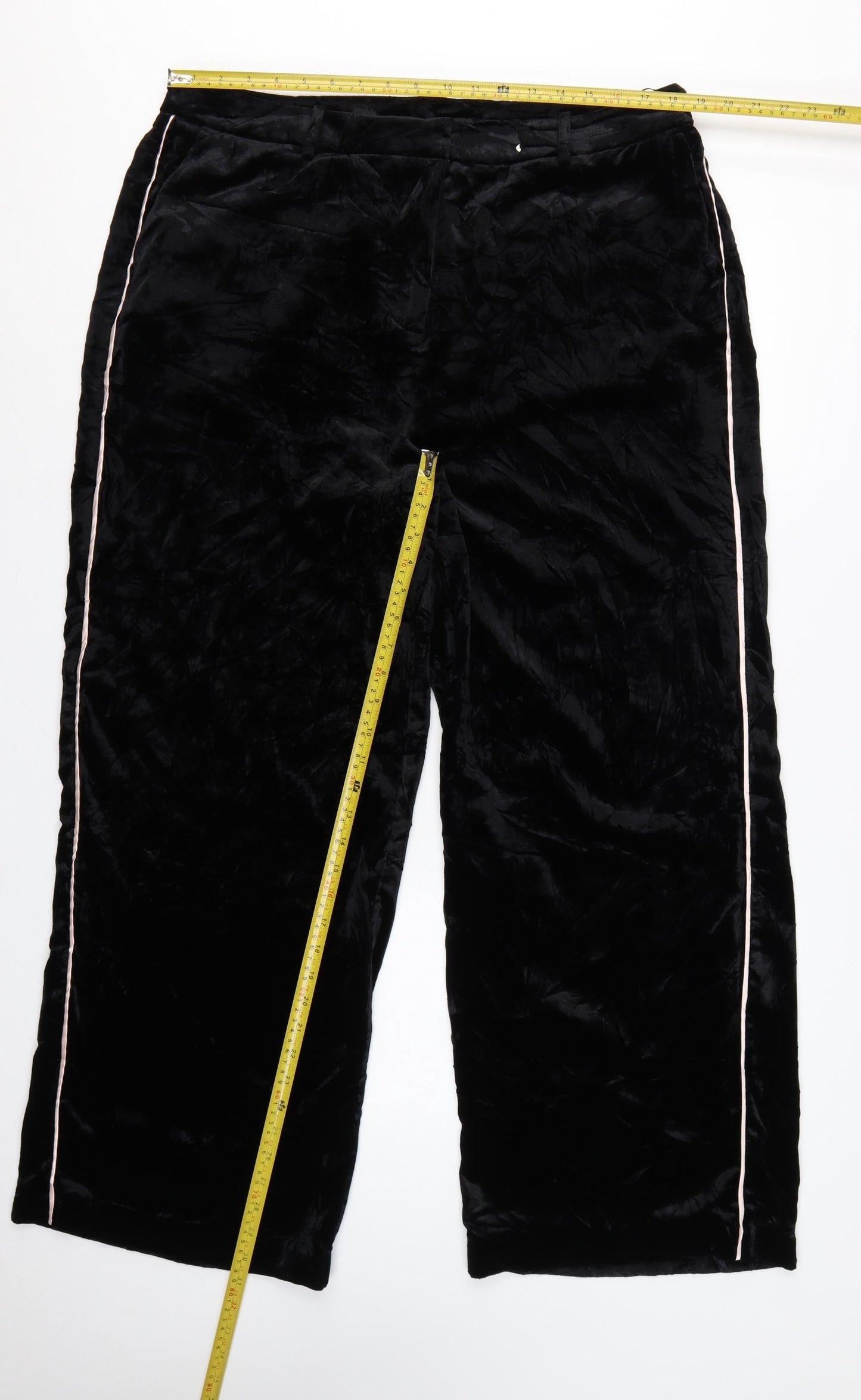 Marks & Spencer Women’s Black Velvet Wide-Leg Dress Trousers UK 20 Regular