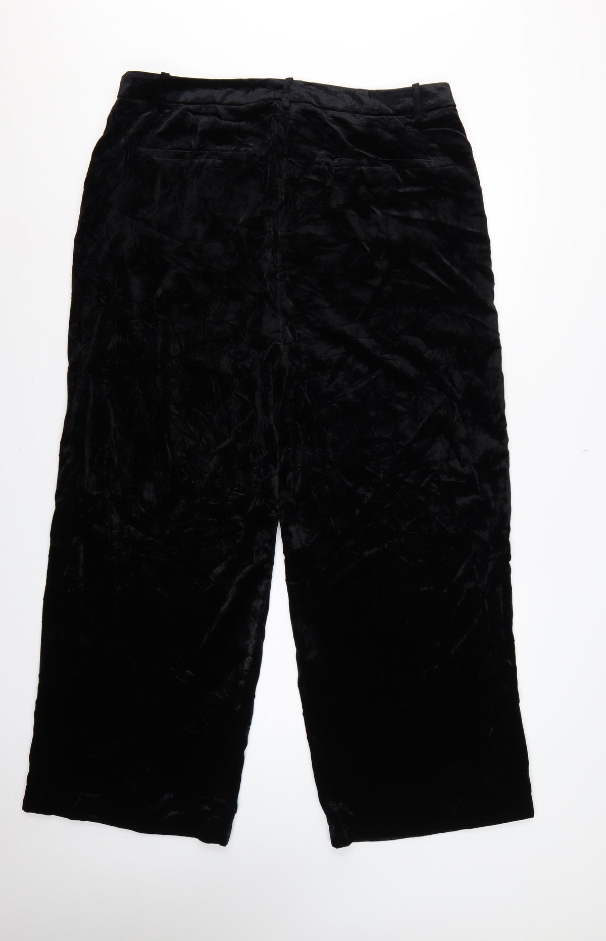 Marks & Spencer Women’s Black Velvet Wide-Leg Dress Trousers UK 20 Regular