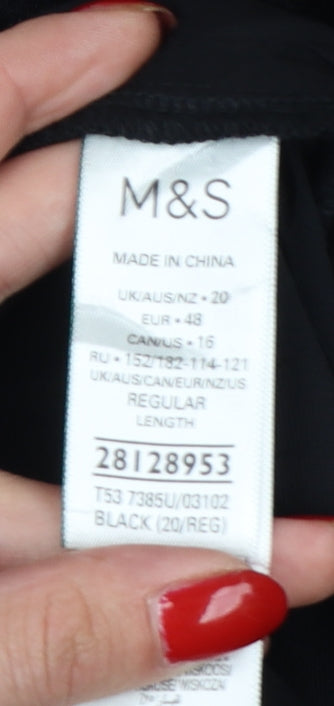 Marks & Spencer Women’s Black Velvet Wide-Leg Dress Trousers UK 20 Regular
