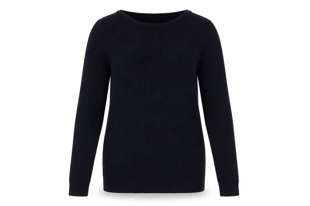 Uniqlo Women’s Navy Blue M Cotton Cashmere Ribbed Crew Neck Pullover Jumper