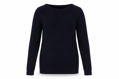 Uniqlo Women’s Navy Blue M Cotton Cashmere Ribbed Crew Neck Pullover Jumper