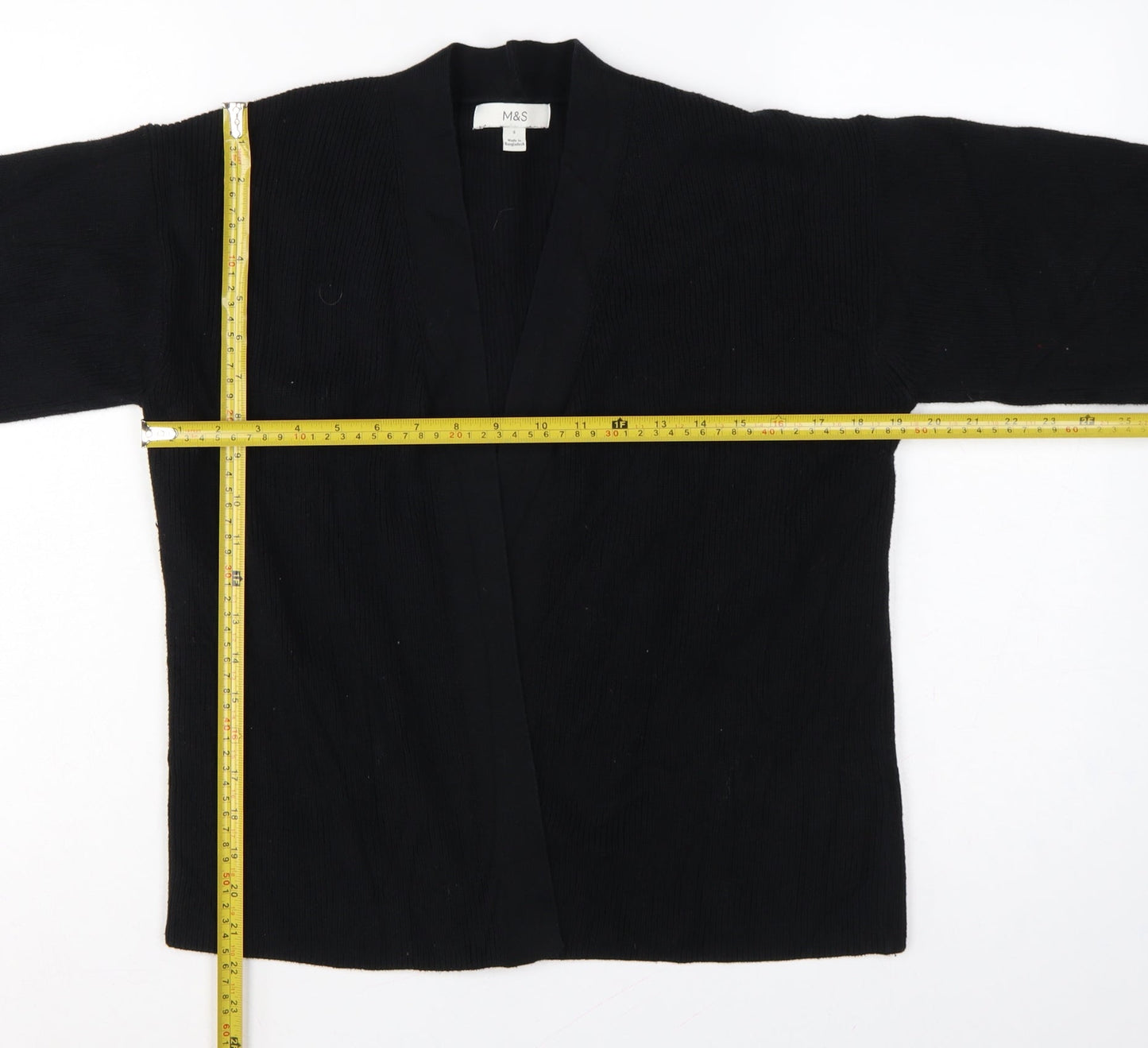 Marks & Spencer Women Black S Open Knit Balloon Sleeve Cardigan