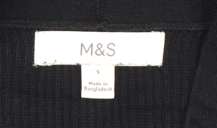 Marks & Spencer Women Black S Open Knit Balloon Sleeve Cardigan