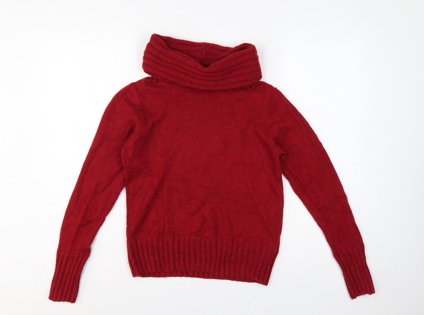 Marks & Spencer Women Red UK 12 Cowl Neck Cashmere Blend Jumper