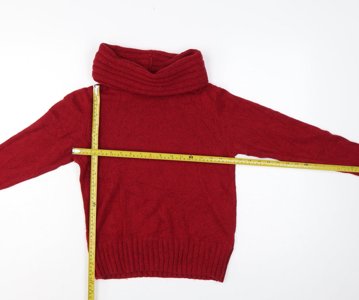Marks & Spencer Women Red UK 12 Cowl Neck Cashmere Blend Jumper