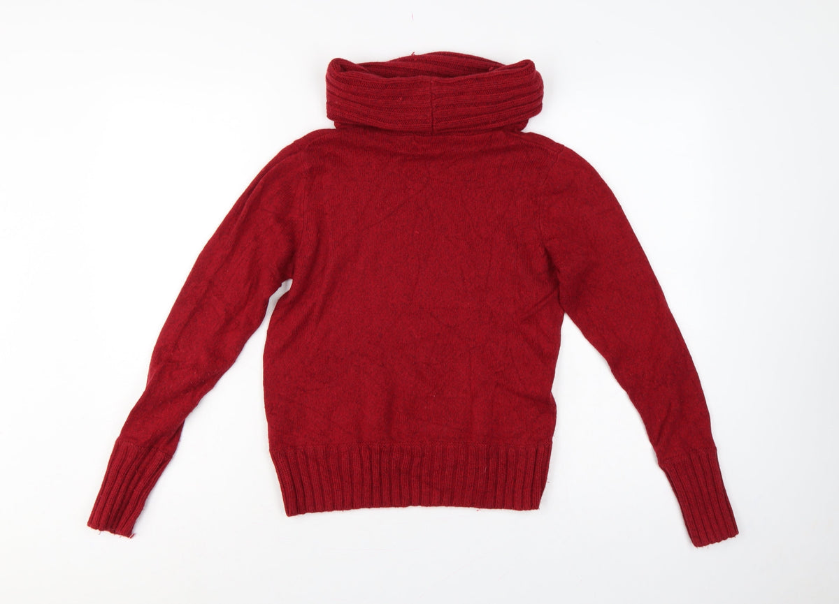 Marks & Spencer Women Red UK 12 Cowl Neck Cashmere Blend Jumper