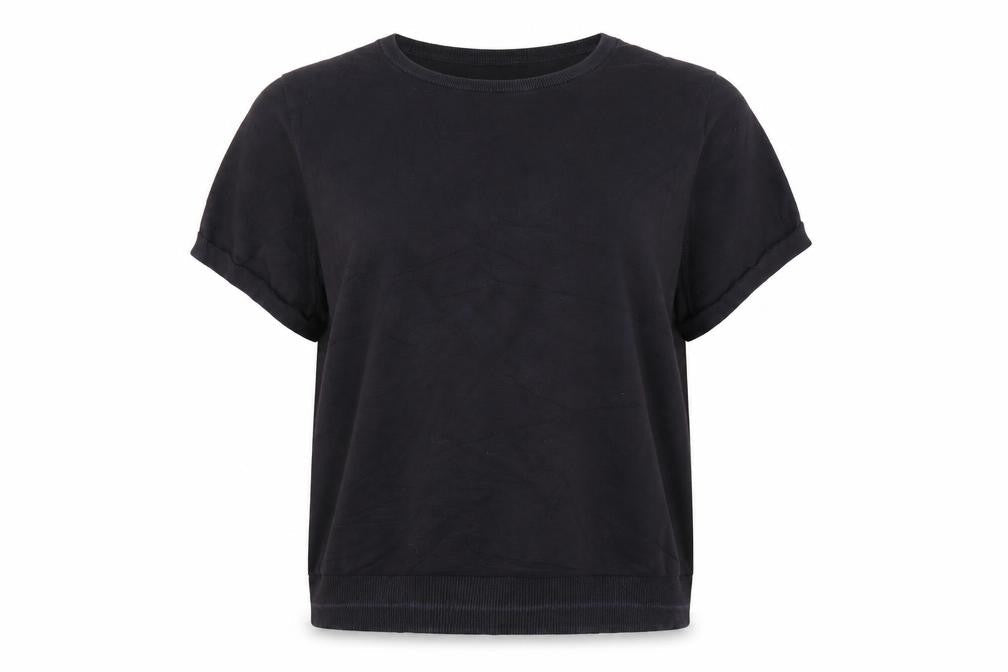 Lands' End Women's Black UK 28/30 3X Cotton Blend Raglan Sleeve Jumper