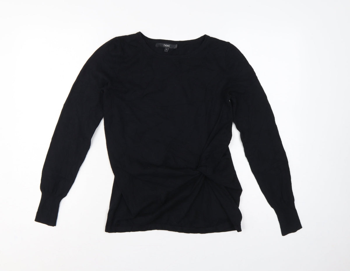 Next Women’s Black UK 8 Ruched Crew Neck Long Sleeve Viscose Jumper