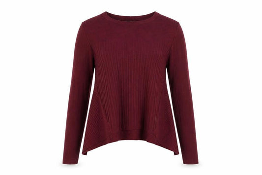 Front view of Miss Selfridge Women’s Red Ribbed Knit Jumper UK 12 Crew Neck Long Sleeve
