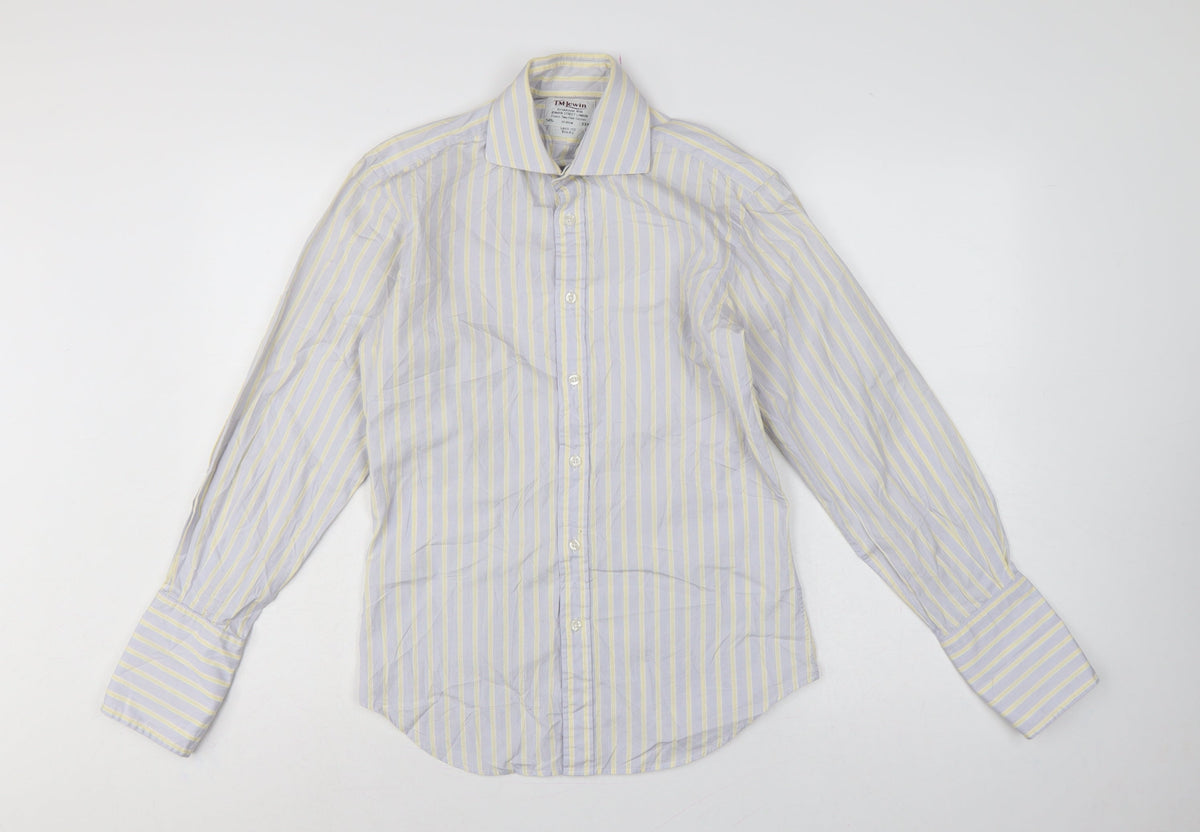 TM Lewin Men’s Multicoloured Stripe Slim Fit 14.5 French Cuff Shirt