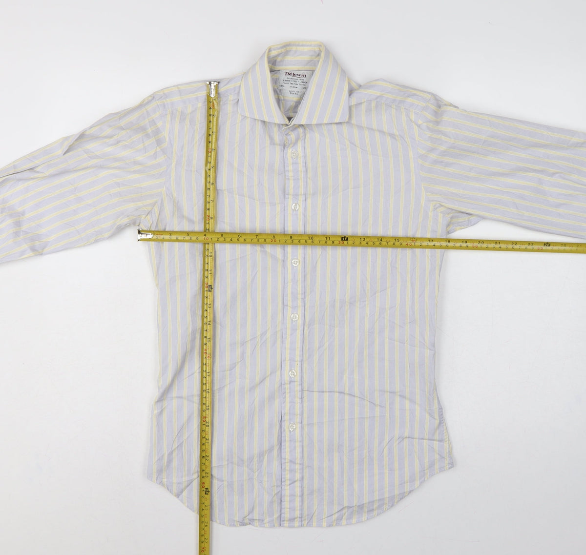TM Lewin Men’s Multicoloured Stripe Slim Fit 14.5 French Cuff Shirt