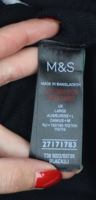 Marks & Spencer Women Black L Fine Knit Puff Sleeve Jumper