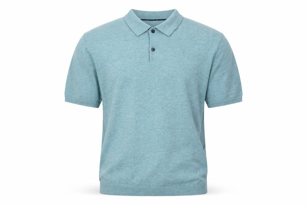Next Men’s Blue Large Short Sleeve Collared Henley Cotton Knit Jumper