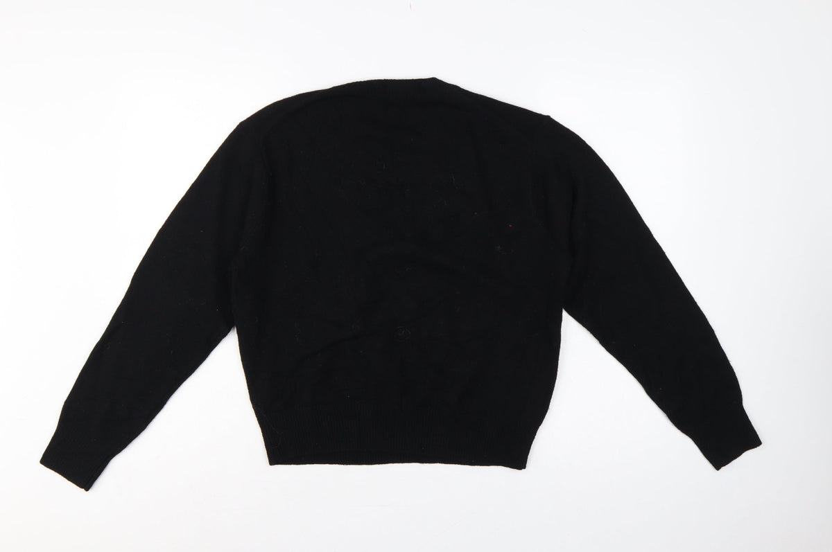 Uniqlo Women Black S 100% Wool Crew Neck Knit Pullover Jumper